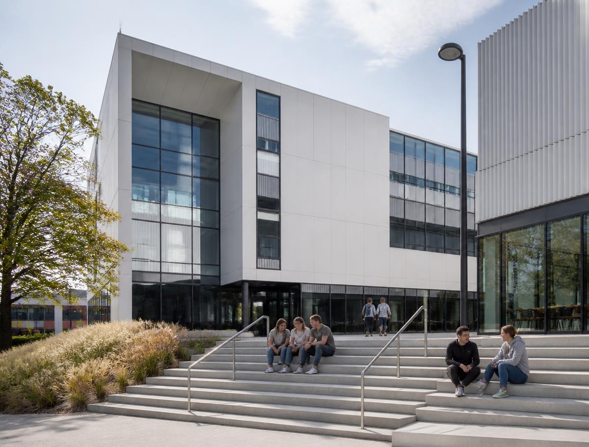 Modern university campus building in Poland